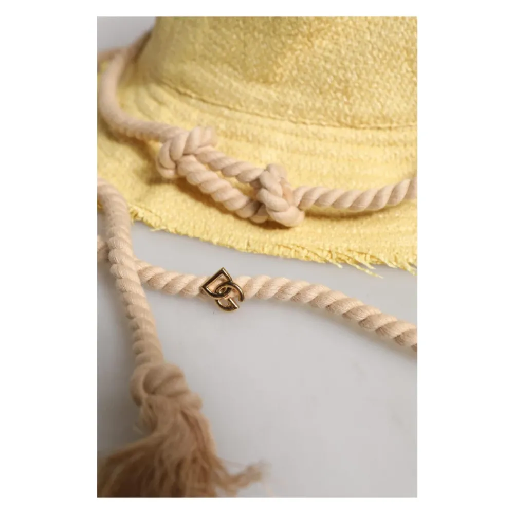 Heren Dolce & Gabbana Gele Wide Brim Bucket Hat met Logo