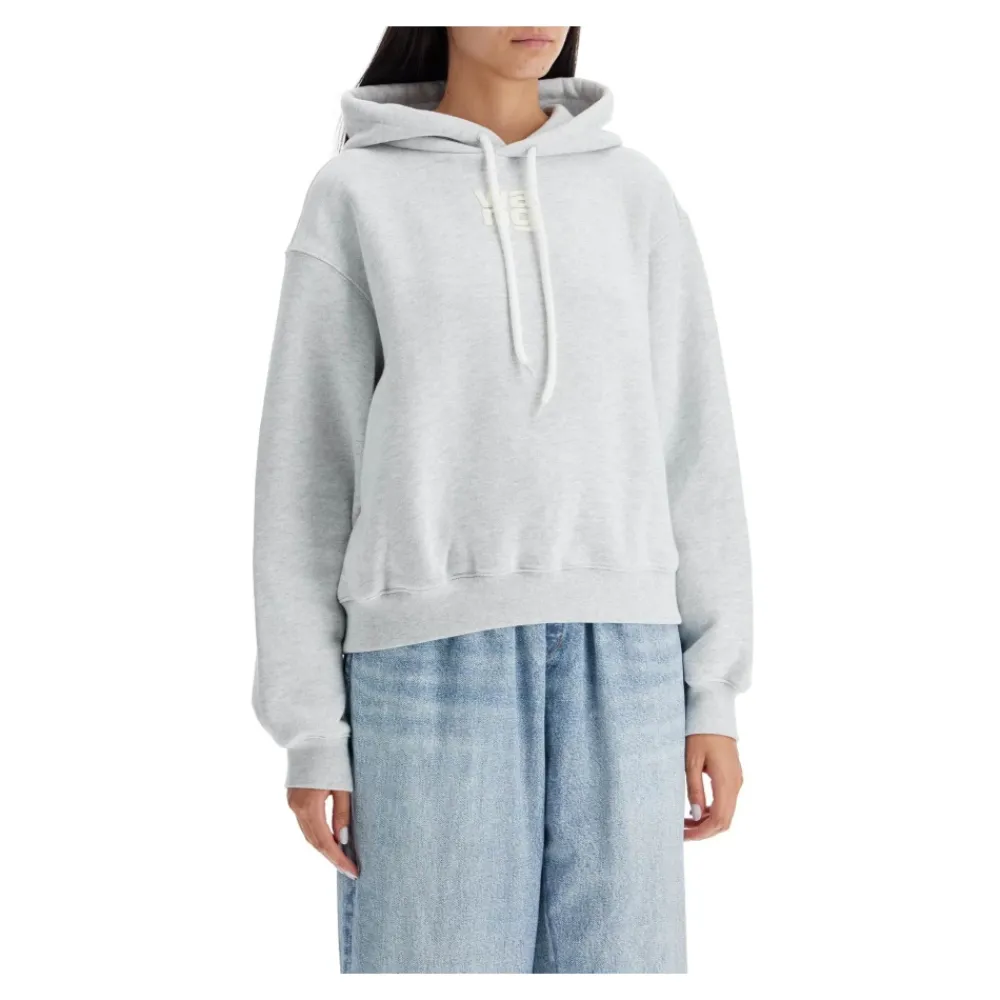 DAMES Alexander Wang Hoodies & Sweatvesten^Geëmbosseerd Logo Boxy Hoodie Sweatshirt