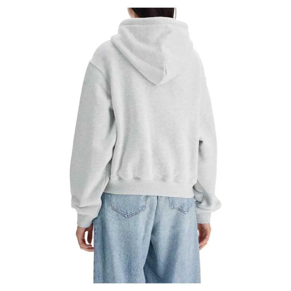 DAMES Alexander Wang Hoodies & Sweatvesten^Geëmbosseerd Logo Boxy Hoodie Sweatshirt