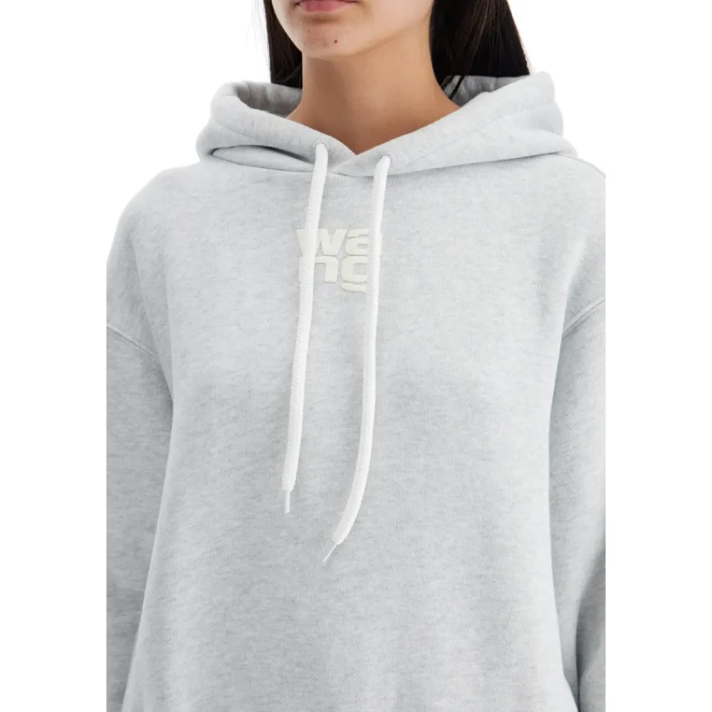 DAMES Alexander Wang Hoodies & Sweatvesten^Geëmbosseerd Logo Boxy Hoodie Sweatshirt