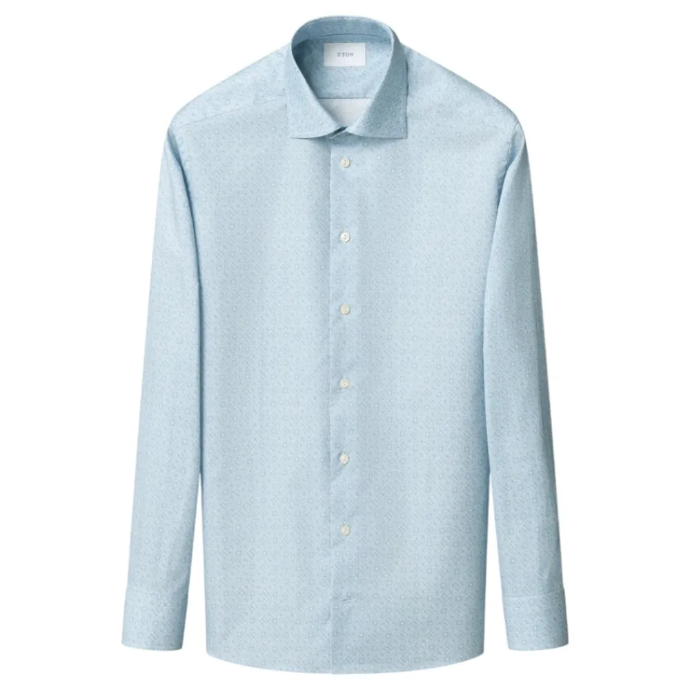 Heren Eton Geometric Contemporary Signature Twill Overhemd