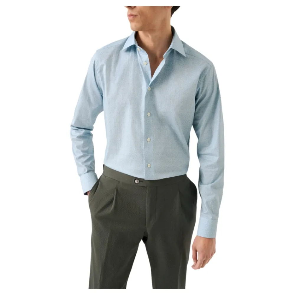Heren Eton Geometric Contemporary Signature Twill Overhemd