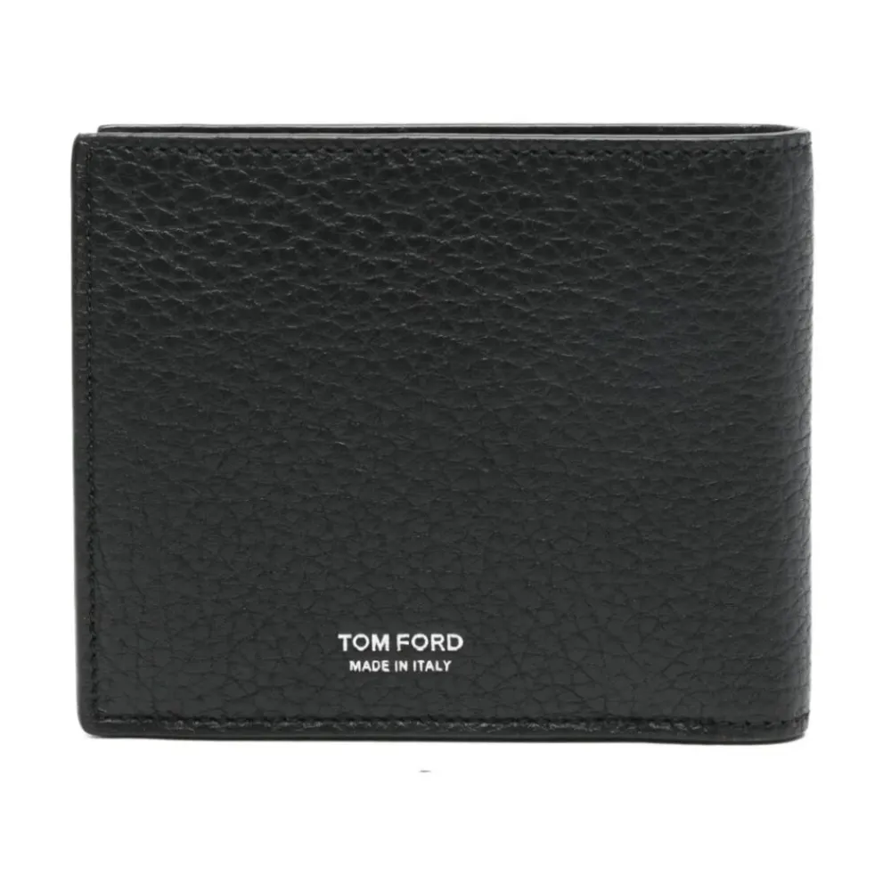 Heren Tom Ford Portefeuilles^Geprinte Elongated T Line Klassieke Bifold Portemonnee van Hertenleer