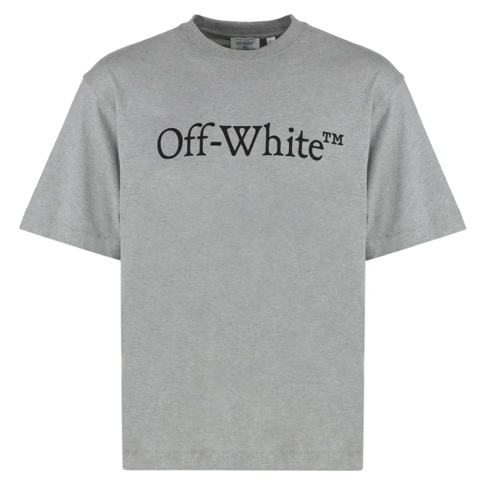 Heren Off White Geribbelde crew-neck T-shirt in katoen