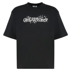 Heren Off White Shirts^Geribbelde crew-neck T-shirt