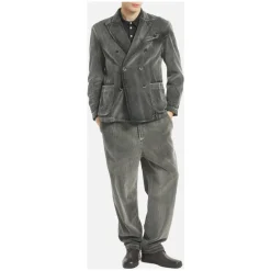 Heren Barena Venezia Jassen^Geribbelde Double-Breasted Jas