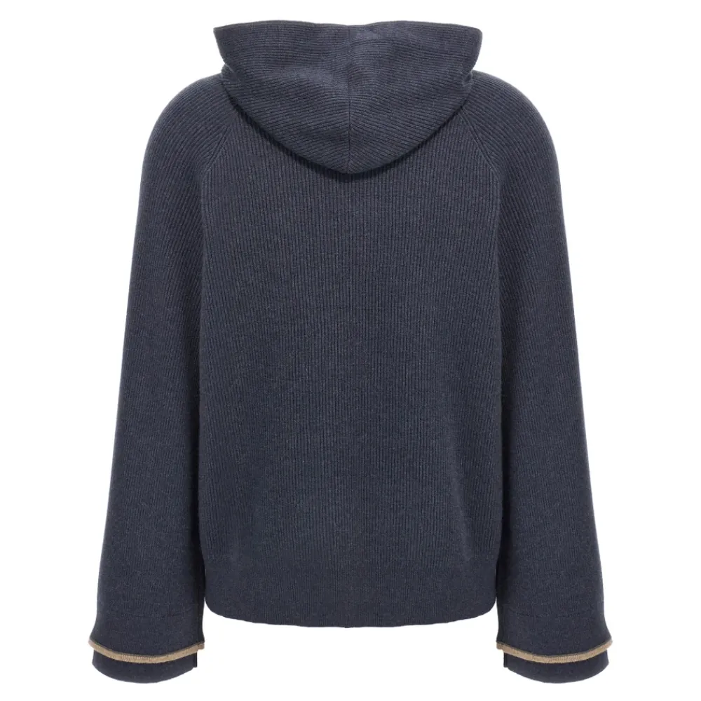 DAMES Brunello Cucinelli Hoodies & Sweatvesten^Geribbelde hoodie trui