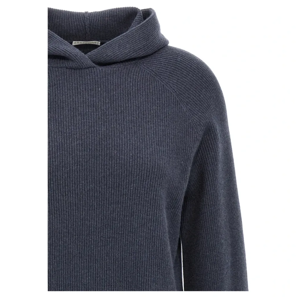DAMES Brunello Cucinelli Hoodies & Sweatvesten^Geribbelde hoodie trui