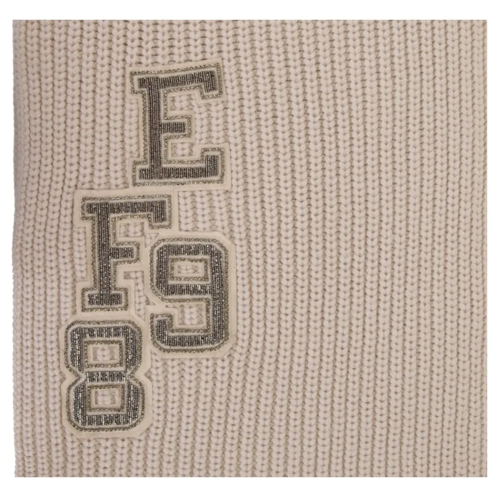 DAMES Elisabetta Franchi Geribbelde Sjaal met Initiaalborduring