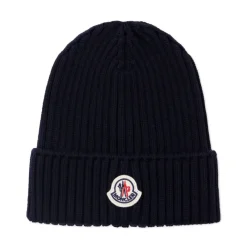 Moncler Mutsen En Petten^Geribbelde Wollen Beanie met Logo Patch