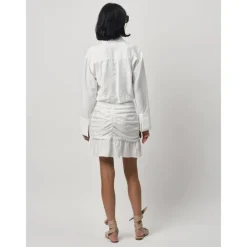 DAMES Dante 6 Rokken^Gerimpelde Drapey Mini Rok in Melk