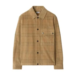 Heren Burberry Overhemden^Geruite Corduroy Overhemd met Zak