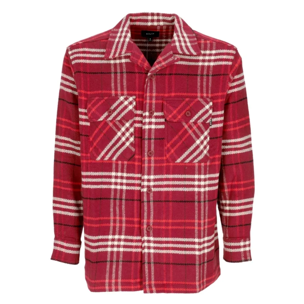 Heren HUF Overhemden^Geruite Flanellen Overhemd met Lange Mouwen