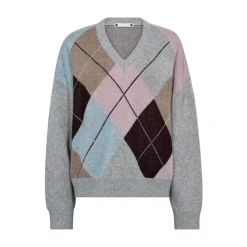 DAMES Co'Couture Geruite V-hals wollen trui