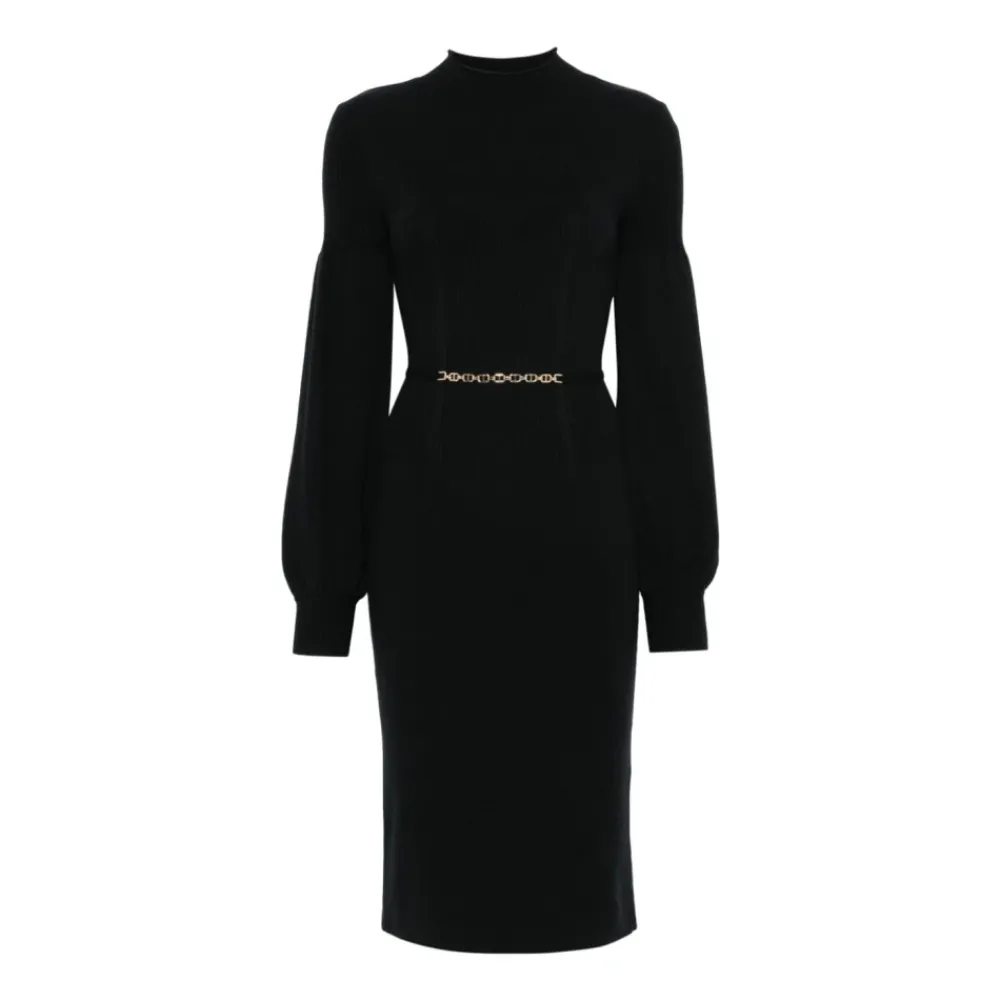 DAMES Twinset Jurken^Gestookte jurk met ballonmouwen