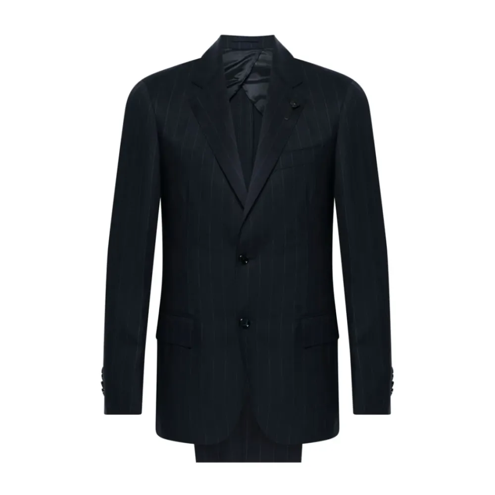 Heren Lardini Gestreept donker pak met klassieke details