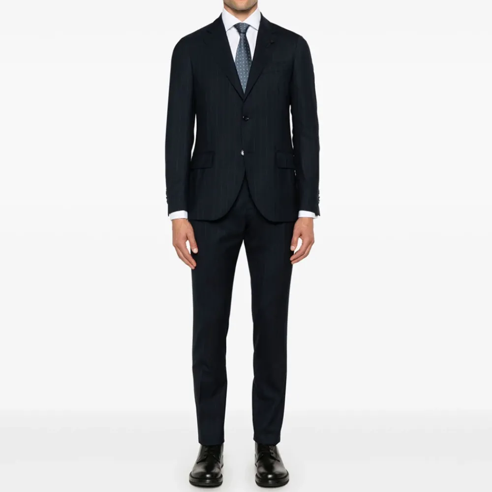 Heren Lardini Gestreept donker pak met klassieke details