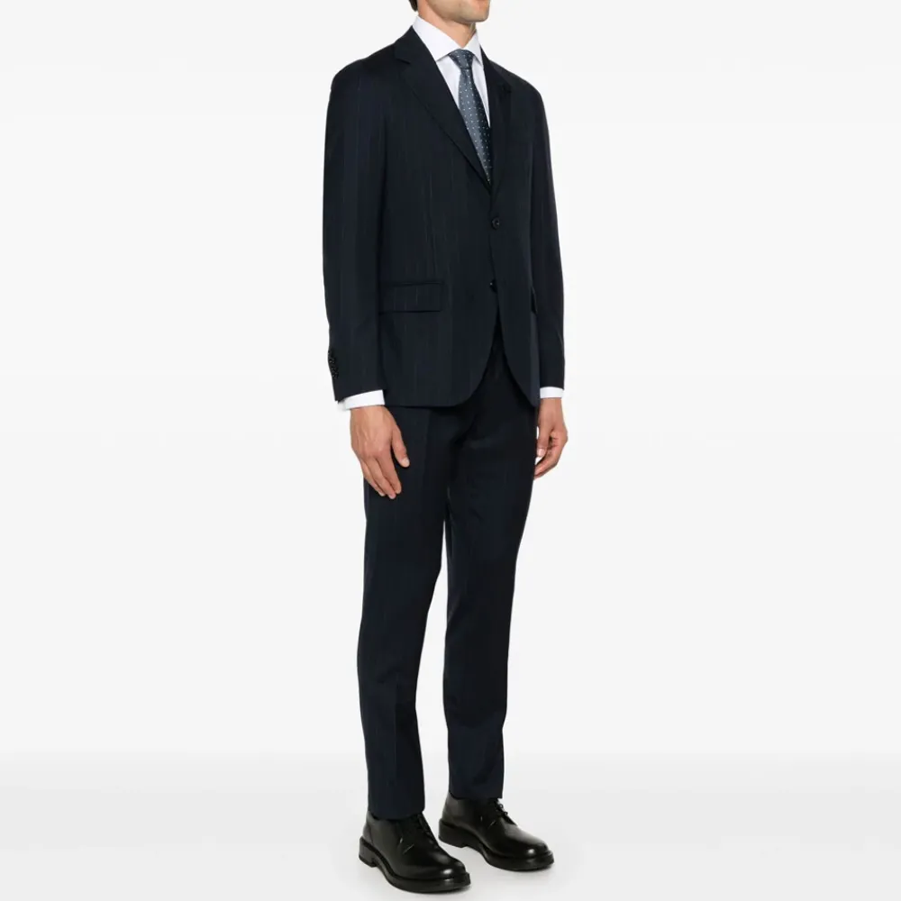 Heren Lardini Gestreept donker pak met klassieke details