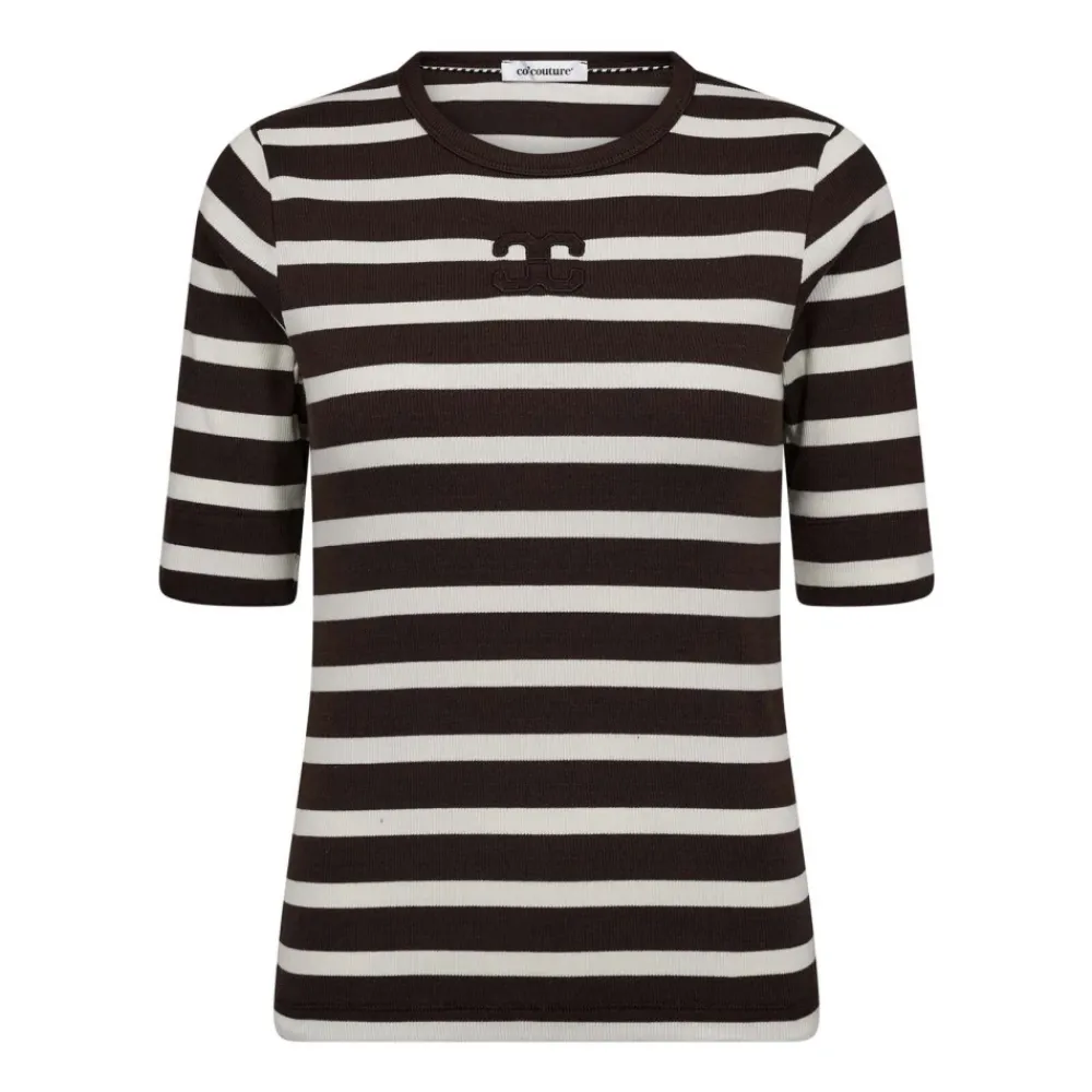 DAMES Co'Couture Gestreept Geribbeld Geborduurd T-shirt Top