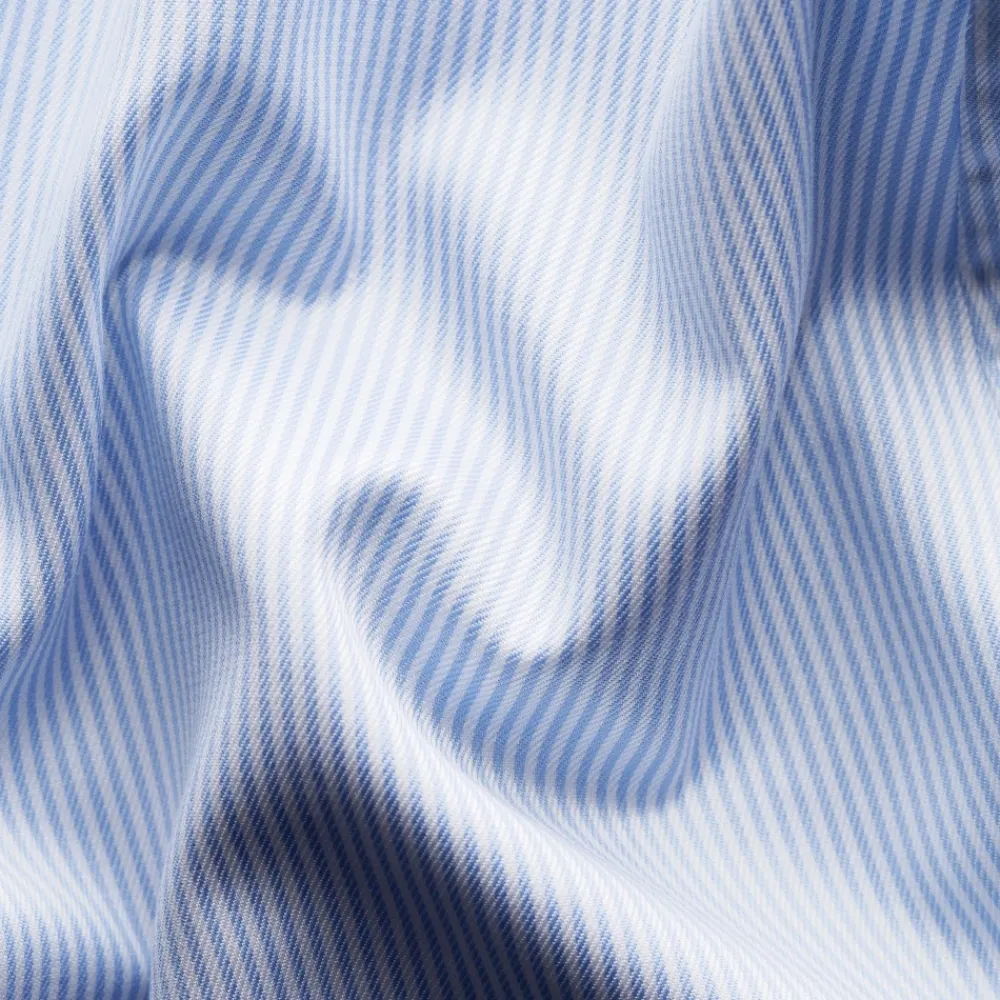 Heren Eton Overhemden^Gestreept katoen-lyocell stretch overhemd