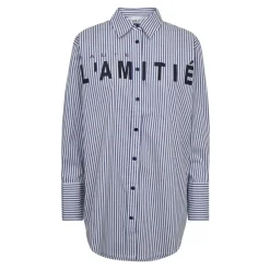 DAMES Haute L'Amitié Gestreept Logo Shirt Wit