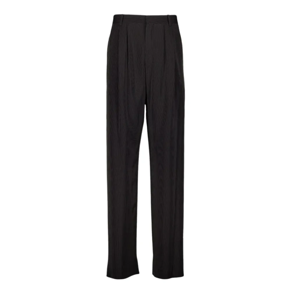 Heren Saint Laurent Broeken^Gestreepte Baggy Canvas Broek