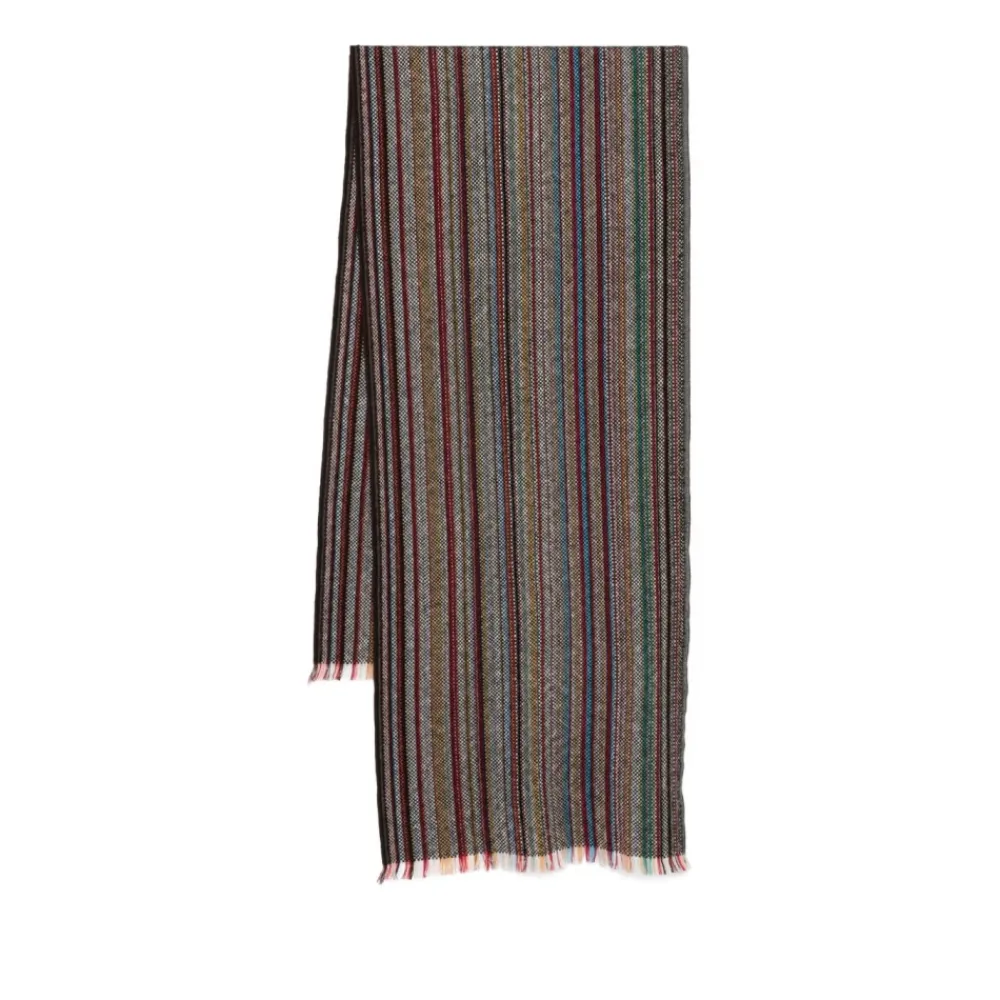 Heren Paul Smith Gestreepte Merinowol Fringed Sjaal