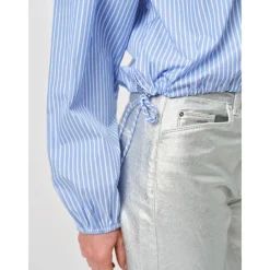 DAMES Dante 6 Blouses^Gestreepte trekkoordshirt