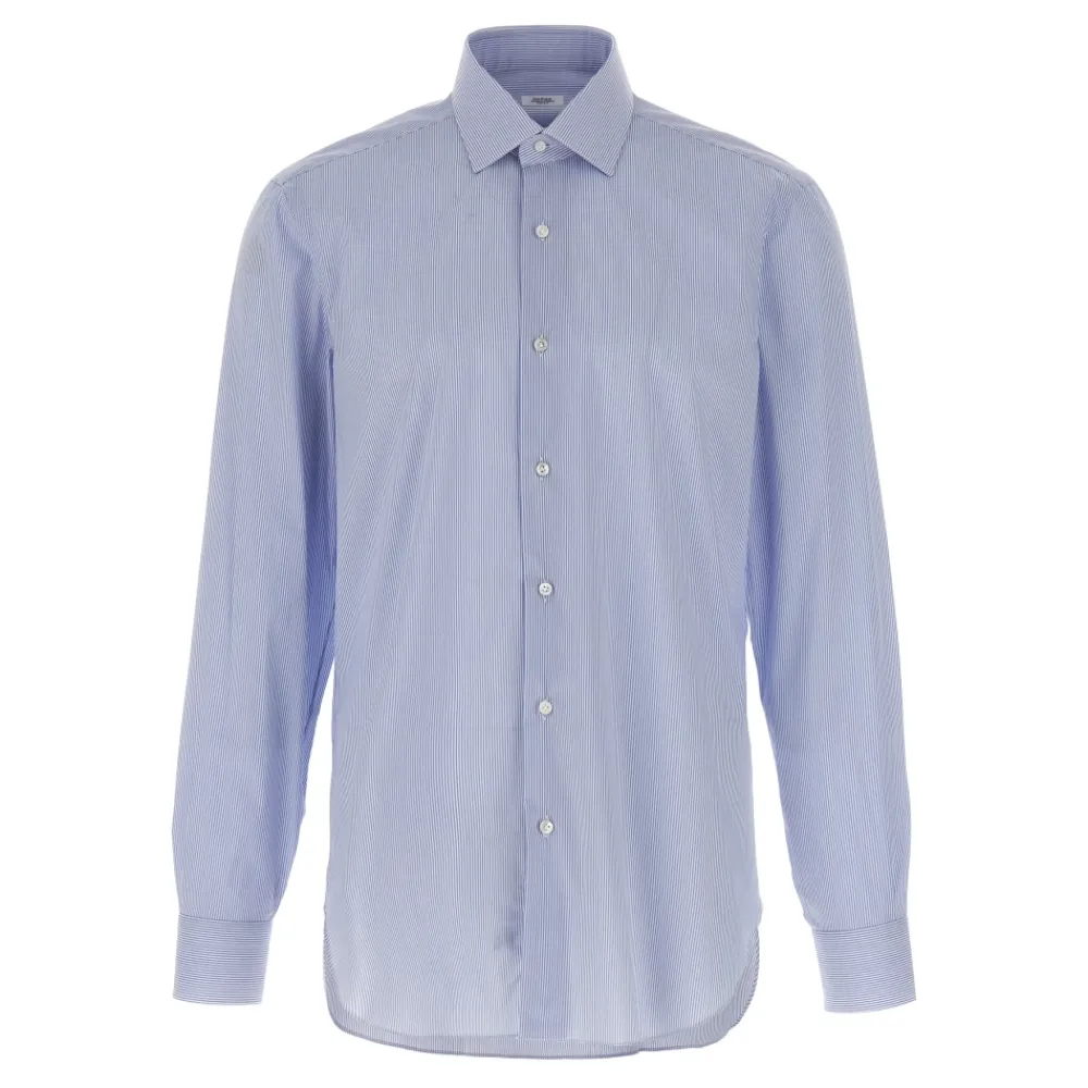 Heren Barba Gestreken Poplin Overhemd