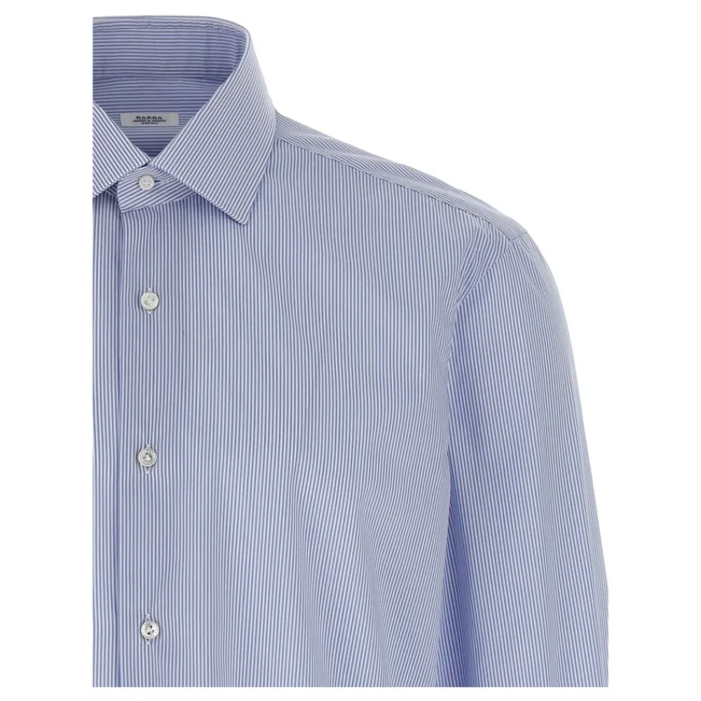 Heren Barba Gestreken Poplin Overhemd