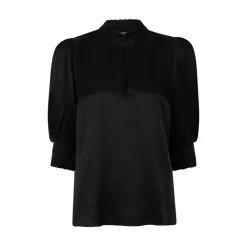 DAMES Dante 6 Blouses^Gestructureerde Viscose Feline Top met Gerimpelde Kraag