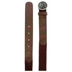 Etro Riemen En Bretels^Gevlochten Multicolor Riem met Leren Details