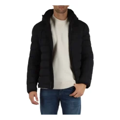 Heren Peuterey Jassen^Gewatteerde jas van stretchstof met afneembare capuchon