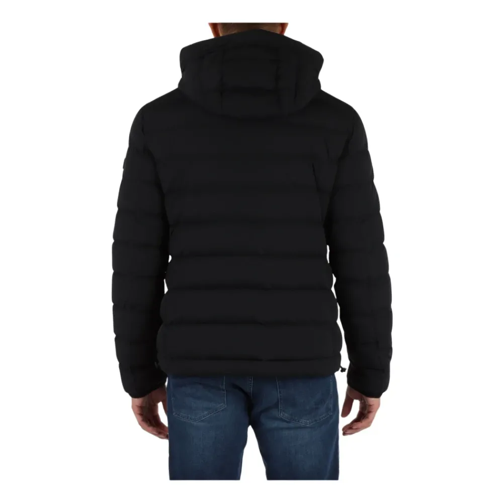 Heren Peuterey Jassen^Gewatteerde jas van stretchstof met afneembare capuchon