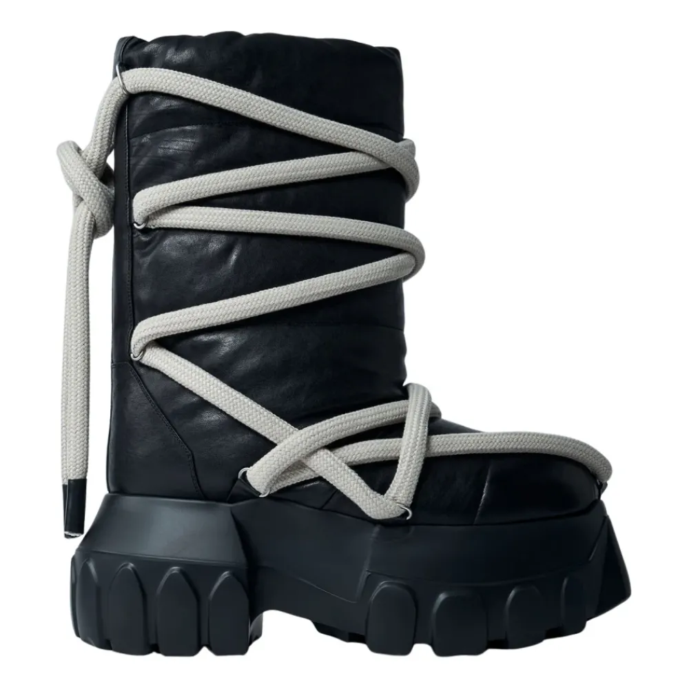 Heren Rick Owens Snowboots^Gewatteerde leren tractorlaarzen