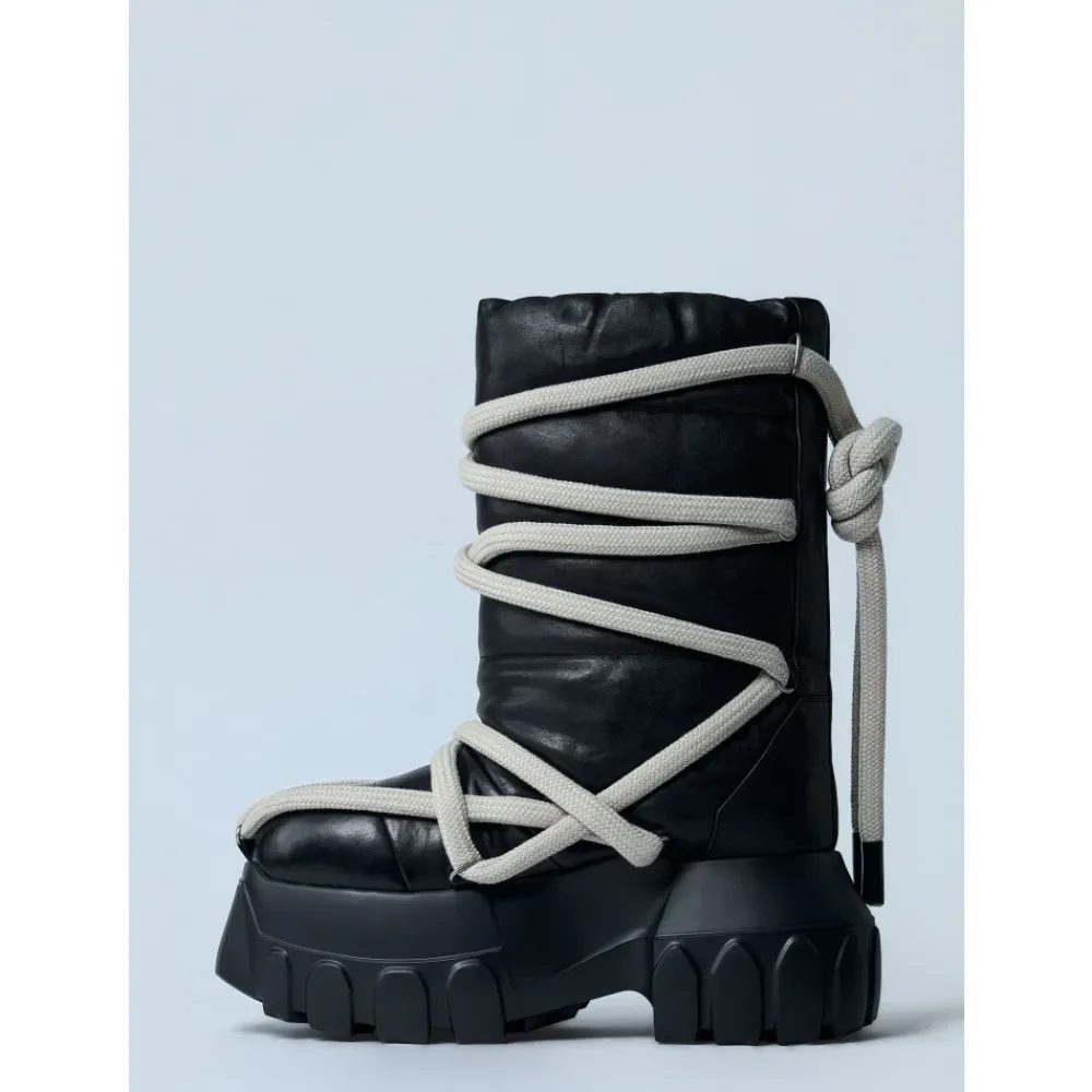 Heren Rick Owens Snowboots^Gewatteerde leren tractorlaarzen