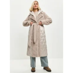 DAMES Cesare Gaspari Gewatteerde Pareljas van Imitatiebont met Riem