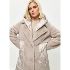 DAMES Cesare Gaspari Gewatteerde Pareljas van Imitatiebont met Riem