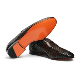 Heren Santoni Geweven leren loafer
