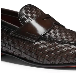 Heren Santoni Geweven leren loafer