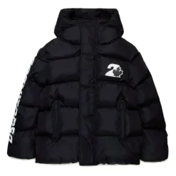 Dsquared2 Glanzende Nylon Gewatteerde Jas met Capuchon