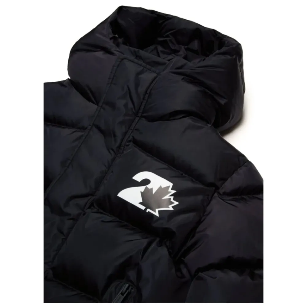 Dsquared2 Glanzende Nylon Gewatteerde Jas met Capuchon