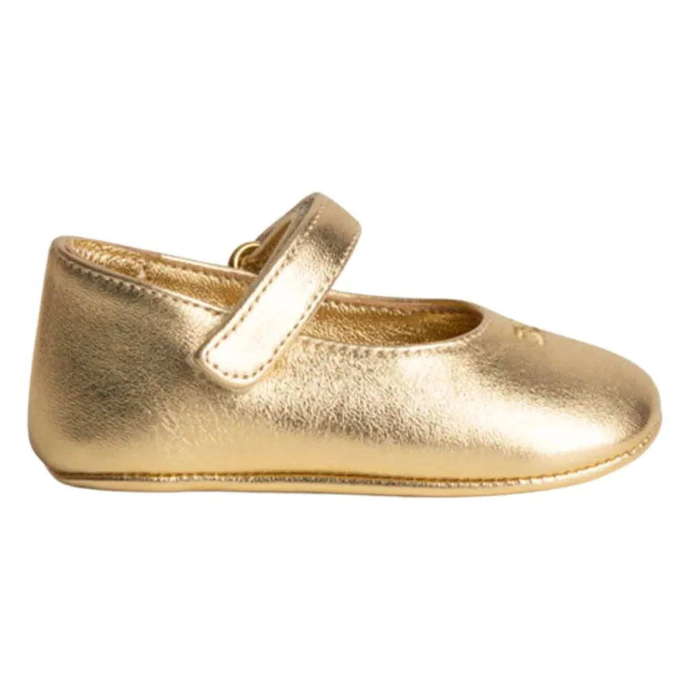Elisabetta Franchi Ballerina'S^Gouden Ballerina Schoenen met Velcro Sluiting