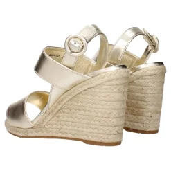 DAMES Prada Gouden Leren Sleehak Sandalen Vintage Effect