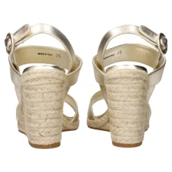 DAMES Prada Gouden Leren Sleehak Sandalen Vintage Effect