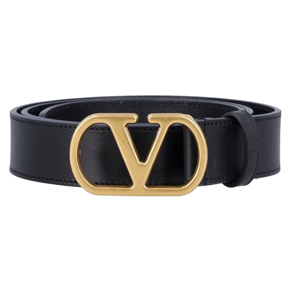 Heren Valentino Garavani Gouden VLogo Signature Leren Riem