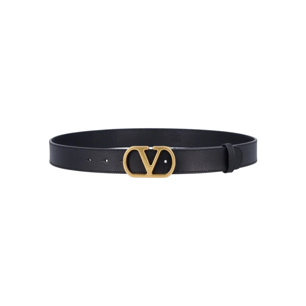 Heren Valentino Garavani Gouden VLogo Signature Leren Riem
