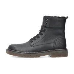 Heren Rieker Snowboots^Grafietkleurige veterlaarzen