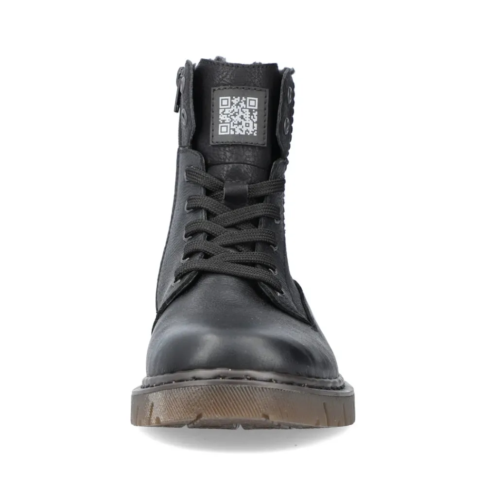 Heren Rieker Snowboots^Grafietkleurige veterlaarzen