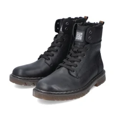 Heren Rieker Snowboots^Grafietkleurige veterlaarzen